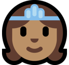 Princess Emoji with Medium Skin Tone, Microsoft style