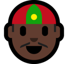 Man with Chinese Cap Emoji with Dark Skin Tone, Microsoft style