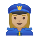 Woman Police Officer Emoji with Medium-Light Skin Tone, Google style