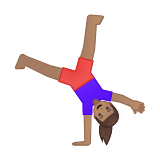 Woman Cartwheeling Emoji with Medium Skin Tone, Google style