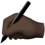 Writing Hand Emoji with Dark Skin Tone, Apple style