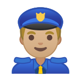 Man Police Officer Emoji with Medium-Light Skin Tone, Google style