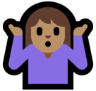 Woman Shrugging Emoji with Medium Skin Tone, Microsoft style