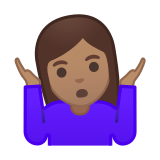 Woman Shrugging Emoji with Medium Skin Tone, Google style