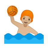 Man Playing Water Polo Emoji with Medium-Light Skin Tone, Google style