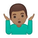 Man Shrugging Emoji with Medium Skin Tone, Google style