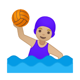 Woman Playing Water Polo Emoji with Medium-Light Skin Tone, Google style
