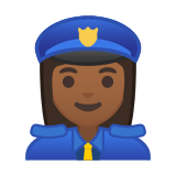 Woman Police Officer Emoji with Medium-Dark Skin Tone, Google style