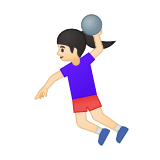Woman Playing Handball Emoji with Light Skin Tone, Google style