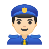 Man Police Officer Emoji with Light Skin Tone, Google style