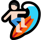 Man Surfing Emoji with Light Skin Tone, Microsoft style