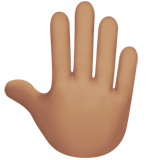 Raised Back of Hand Emoji with Medium Skin Tone, Apple style