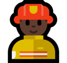 Man Firefighter Emoji with Dark Skin Tone, Microsoft style