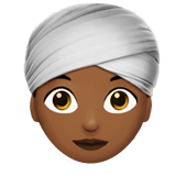 Woman Wearing Turban Emoji with Medium-Dark Skin Tone, Apple style