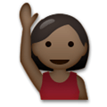 Person Raising Hand Emoji with Dark Skin Tone, LG style