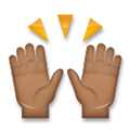 Raising Hands Emoji with Medium-Dark Skin Tone, LG style