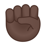 Raised Fist Emoji with Dark Skin Tone, Google style