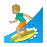 Person Surfing Emoji with Medium-Light Skin Tone, Google style