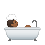 Person Taking Bath Emoji with Medium-Dark Skin Tone, Google style