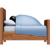 Person in Bed Emoji with Medium-Dark Skin Tone, Apple style