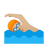 Person Swimming Emoji with Medium-Light Skin Tone, Google style