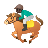 Horse Racing Emoji with Dark Skin Tone, Google style