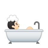 Person Taking Bath Emoji with Light Skin Tone, Google style