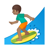 Person Surfing Emoji with Medium Skin Tone, Google style