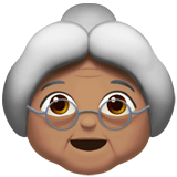 Old Woman Emoji with Medium Skin Tone, Apple style