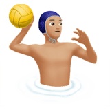 Man Playing Water Polo Emoji with Medium-Light Skin Tone, Apple style
