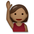 Person Raising Hand Emoji with Medium-Dark Skin Tone, LG style