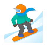 Snowboarder Emoji with Dark Skin Tone, Google style