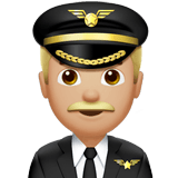 Man Pilot Emoji with Medium-Light Skin Tone, Apple style