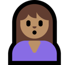 Woman Pouting Emoji with Medium Skin Tone, Microsoft style