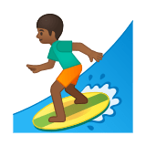 Person Surfing Emoji with Medium-Dark Skin Tone, Google style