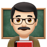 Man Teacher Emoji with Light Skin Tone, Apple style