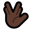 Vulcan Salute Emoji with Dark Skin Tone, Microsoft style