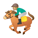 Horse Racing Emoji with Medium-Light Skin Tone, Google style