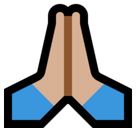 Folded Hands Emoji with Medium-Light Skin Tone, Microsoft style