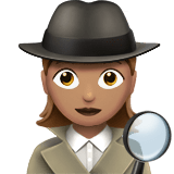 Woman Detective Emoji with Medium Skin Tone, Apple style