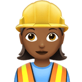 Woman Construction Worker Emoji with Medium-Dark Skin Tone, Apple style