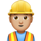 Man Construction Worker Emoji with Medium-Light Skin Tone, Apple style