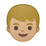Boy Emoji with Medium-Light Skin Tone, Google style