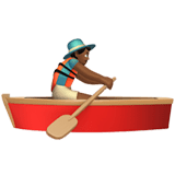 Man Rowing Boat Emoji with Medium-Dark Skin Tone, Apple style