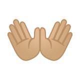 Open Hands Emoji with Medium-Light Skin Tone, Google style