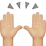 Raising Hands Emoji with Medium-Light Skin Tone, Apple style