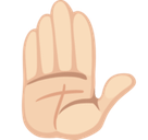 Raised Hand Emoji with Light Skin Tone, Facebook style