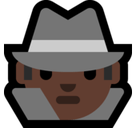 Detective Emoji with Dark Skin Tone, Microsoft style