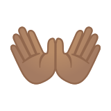 Open Hands Emoji with Medium Skin Tone, Google style