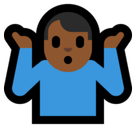 Man Shrugging Emoji with Medium-Dark Skin Tone, Microsoft style